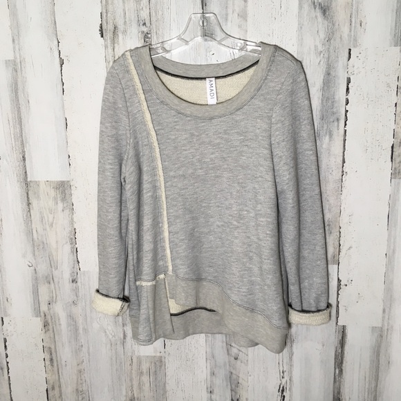 Amandi Tops - Amandi Gray Oversized High/LowFront Sweatshirt NWT